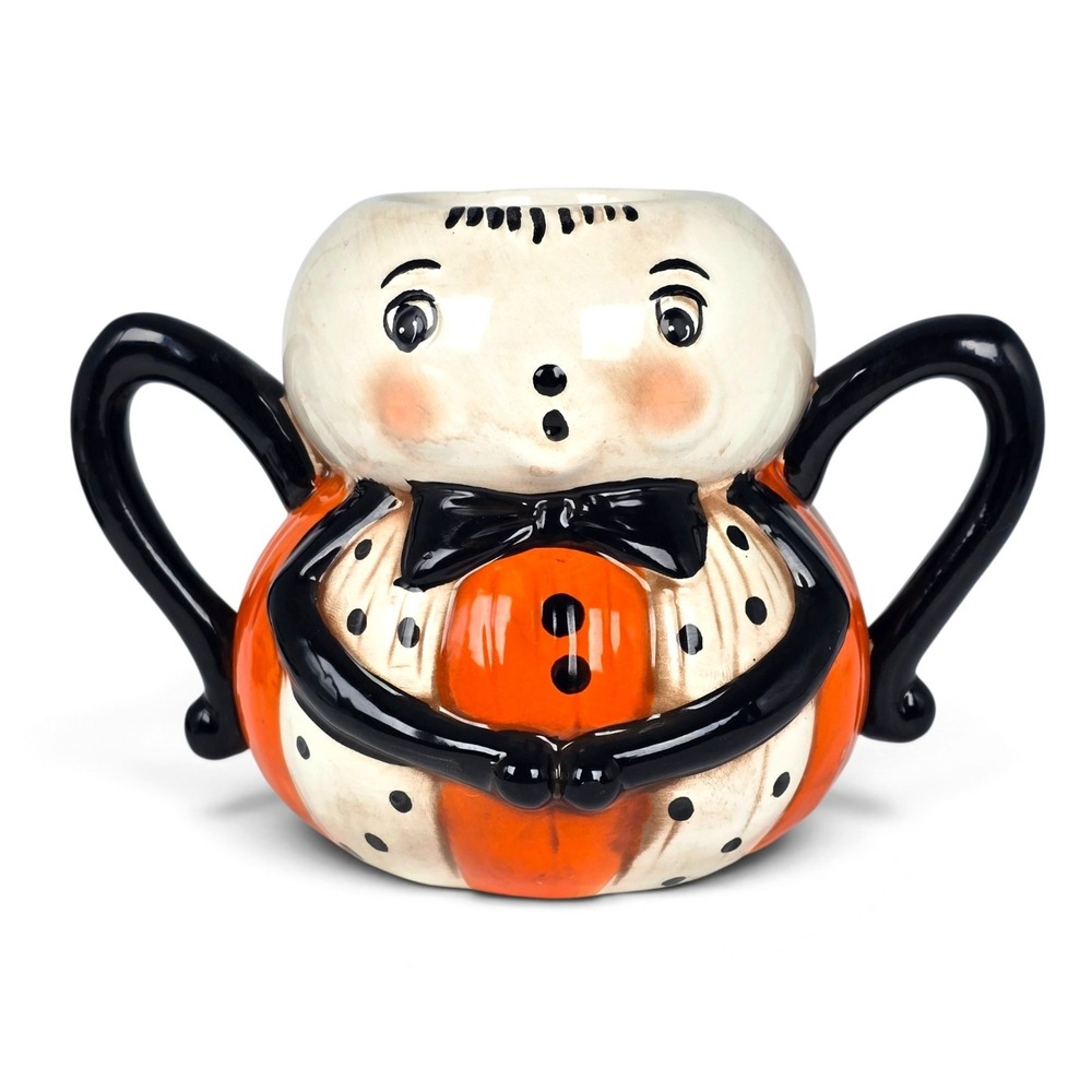 Johanna Parker Spider Pumpkin Jumbo Mug Double Handle Halloween Transpac 5"